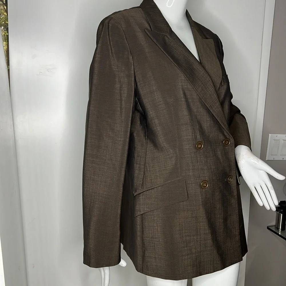 MaxMara Sz 44 /14 Double Breasted Double Vented Summer Wool Mohair Fillet Blazer